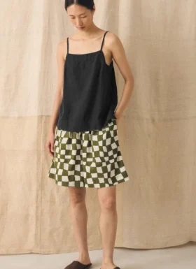 Square Neck Garment Dyed Linen Tank