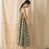 Block Print Warp Check Sleeveless Dress