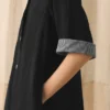 Button Front Crinkle Cotton Dress