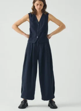 Carys Cotton Linen Canvas Wide Leg Pants