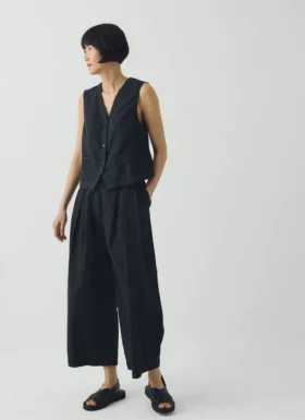 Carys Cotton Linen Canvas Wide Leg Pants