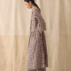 Check Linen Cotton Shirt Dress