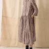 Check Linen Cotton Shirt Dress