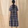 Check Linen Cotton Swing Dress
