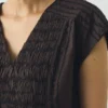 Contrast Smocked Cotton Top