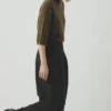 Corinne Wool Cotton Herringbone Wide Leg Pants