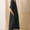Cotton Jersey V Neck Dress