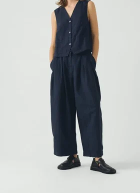 Cotton Linen Canvas Waistcoat Top