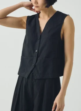 Cotton Linen Canvas Waistcoat Top