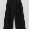 Denim Pleat Front Pants
