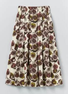 Fig Print Cotton Poplin Skirt