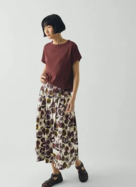 Fig Print Cotton Poplin Skirt