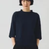 Fine Wool Cashmere Half Sleeve Sweater