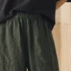 Garment Dyed Linen Barrel Leg Pants