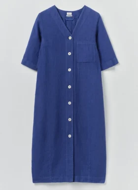 Garment Dyed Linen Button Front Dress