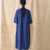 Garment Dyed Linen Button Front Dress