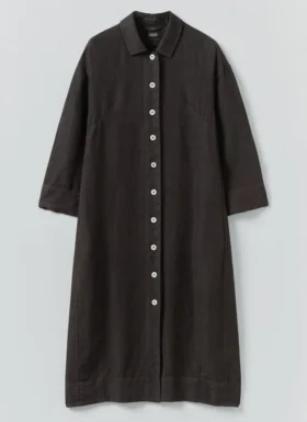 Garment Dyed Linen Button Shirt Dress