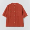 Garment Dyed Linen Grandad Collar Shirt