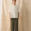 Garment Dyed Linen Grandad Collar Shirt