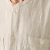 Garment Dyed Linen Grandad Collar Shirt