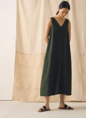 Garment Dyed Linen Sleeveless Dress