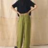 Garment Dyed Linen Wide Leg Pants