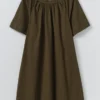 Gathered Cotton Twill Dress