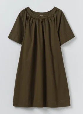 Gathered Cotton Twill Dress