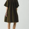 Gathered Cotton Twill Dress