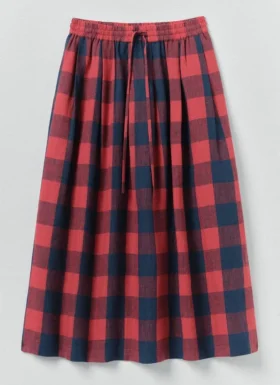 Gingham Check Linen Skirt