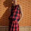 Gingham Check Linen Skirt