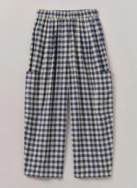 Gingham Linen Cotton Patch Pocket Pants