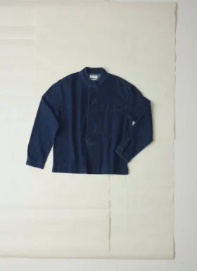 Grandad Collar Half Placket Denim Shirt
