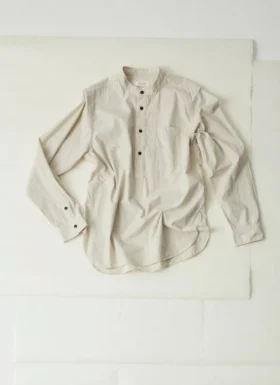 Grandad Collar Stripe Pullover Shirt