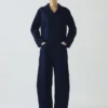 Half Placket Cotton Twill Jumpsuit