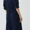 Half Placket Cotton Twill Jumpsuit