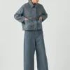 Hickory Stripe Denim Wide Leg Pants