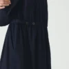 Indigo Cotton Twill Shirt Dress
