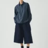 Railroad Stripe Cotton Smock Popover Shirt