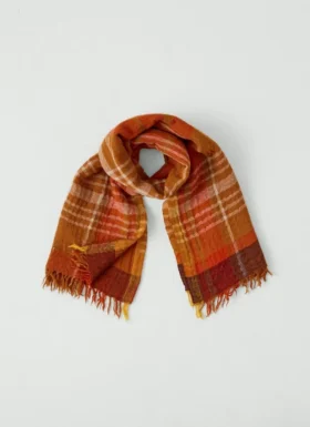 Large Check Boiled Wool Scarf