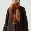 Large Check Boiled Wool Scarf