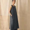 Linen Cotton Twill Apron Shift Dress