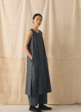 Linen Cotton Twill Apron Shift Dress
