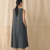 Linen Cotton Twill Apron Shift Dress