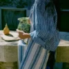 Natural Dye Stripe Cotton Gathered Top