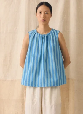 Oyo Stripe Gathered Cotton Tank