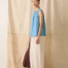 Oyo Stripe Gathered Cotton Tank