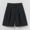 Pleat Front Cotton Twill Shorts