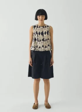 Pleat Front Cotton Twill Shorts