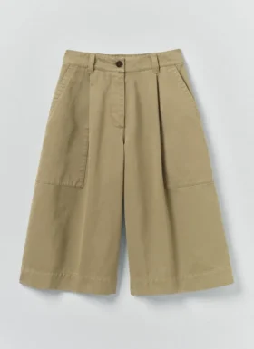 Pleated Cotton Twill Shorts